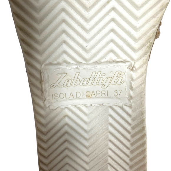 Zabattigli Espadrille Flat Shoes Womens 7 EU 37 Beige Fabric Slip On Handmade - Picture 8 of 9